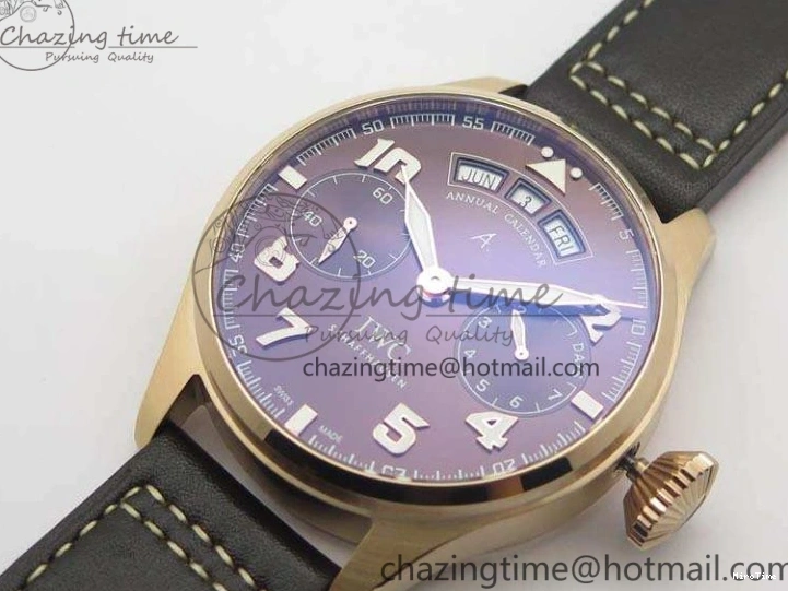 MIROTIME 0510 Popular Big Pilot Real PR IW502706 RG YLF 1:1 Best Edition Brown Dial On Calfskin Strap A 7223